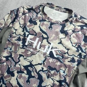 Huk Performance Fishing Men M Icon X Current Long Sleeve Shirt Ocean Tally Camo
